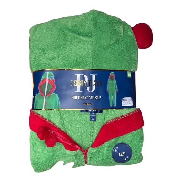 PJ's Essentials New Elf Green Hooded Onesie Zipper Closure Size M - Picture 1 of 3